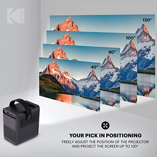 KODAK FLIK HD9 Smart Projector | Portable Indoor & Outdoor Movie with Android TV, Wi-Fi & Bluetooth | FHD 1080p, Built-In Speakers, Voice Remote | Up to 120” Screen