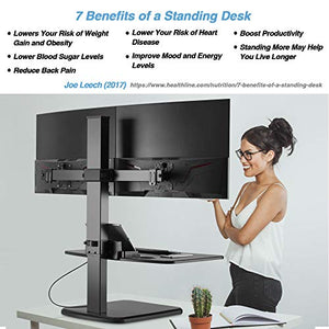 AVLT Dual 32" Monitor Gas Spring Height Adjustable Standing Desk Converter with 28"x 18.9" Spacious Worksurface Sit to Stand Table Sturdy Small Footprint