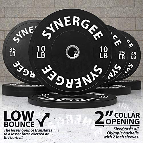 Synergee Bumper Plates Weight Plates Strength Conditioning Workouts Weightlifting 230lb Set