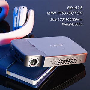 iCODIS RD-818 Portable Projector, DLP Support 1080P, 2000lm Pico Video Projectors, Perfect for Entertainment Business, Mini Size & 120" Display, Build in Rechargeable Battery, Compatible With TV Stick