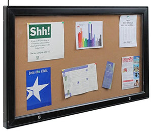 Displays2go Enclosed Message Board with Locking Swing-Open Door, LED Light and Rubber Gasket - Black, Powder-Coated Aluminum (ODMBIL5227)