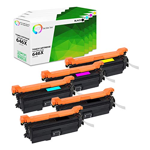 TCT Premium Compatible Toner Cartridge Replacement for HP 646X 646A CE264X CF031A CF032A CF033A High Yield Works with HP Color Laserjet CM4540 MFP Printers (Black, Cyan, Magenta, Yellow) - 5 Pack