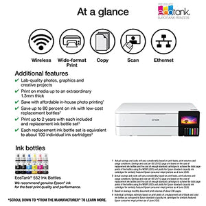 Epson EcoTank Photo ET-8550 Wireless Wide-Format Color All-in-One Supertank Printer with Scanner, Copier, Ethernet and 4.3-inch Color Touchscreen