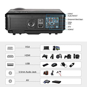 Bluetooth Wireless Projector WiFi 4400 Lumens Support 1080P Smart Android Video Projector Zoom LCD LED Home Theater HD Outdoor Movie Airplay HDMI USB RCA VGA AV for Smartphone DVD Game Consoles Laptop