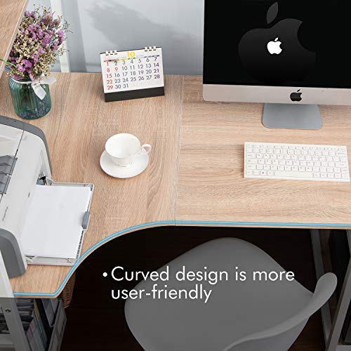 Wood Computer Desk with Metal Frame and 4-Tier Open Bookshelves Plenty Storage Spaces PC Laptop Gaming Desk Study Writing Table Workstation with Monitor & CPU Stand for Home Office Dorm School
