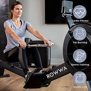 RowWarrior Fitness Rowing Machine – Rower Exercise Equipment for Gym and Home Use – Fitness and Cardio Trainer for Total Body Workout – Real Time Data Display – Stamina and Endurance Workout