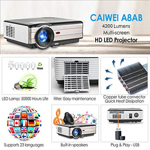 4200 Lumen LCD LED HD Home Theater Wireless Projector with Android Bluetooth, Support Full HD 1080P HDMI WiFi Airplay Smart Multimedia TV Proyector for Outdoor Indoor Movie Holiday Party Game Console