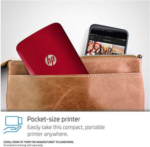 HP Sprocket Plus Instant Photo Printer, Print 30% Larger Photos on 2.3x3.4 Sticky-Backed Paper – Red (2FR87A), Small