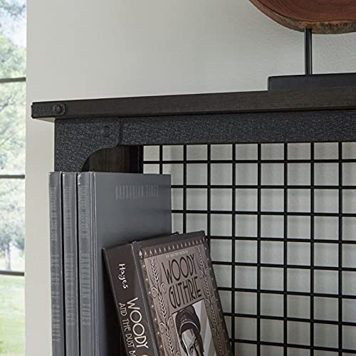 Sauder Steel River Industrial Desktop Hutch in Carbon Oak
