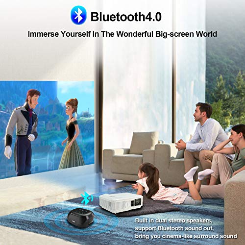 LED Bluetooth Wireless HD Projector with WiFi HDMI USB ZOOM Support 1080P Airplay, Smart Android LCD WXGA Home Cinema Outdoor Movie Game Party TV Video Projectors for Laptop PC Tablet Phone DVD PS4