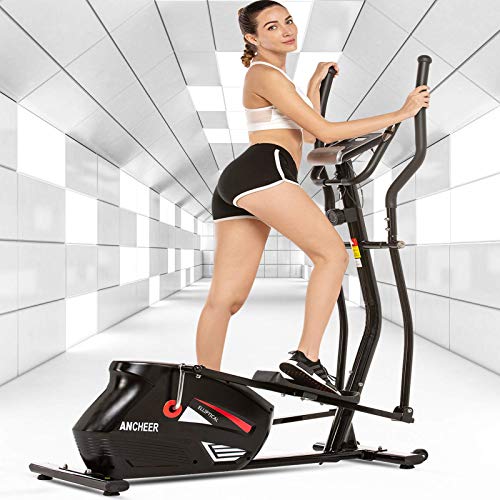 ANCHEER Sports Treadmill Storage Bag Magnetic Elliptical Machine, Elliptical Cross Trainer Machine with 10 Levels Resistance and LCD Digital Monitor, Best Indoor Exercise Machine Trainer