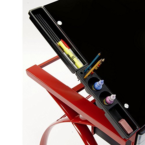 Offex Home Office Futura Craft Station Red/Black Glass