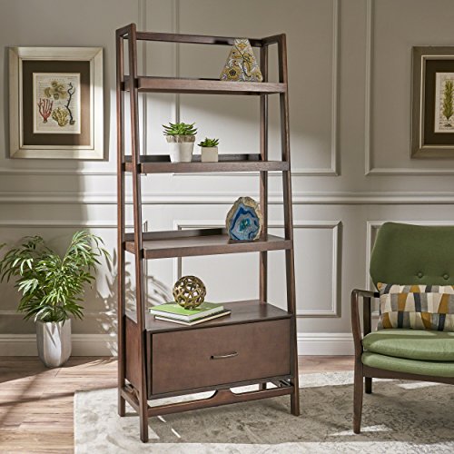 Great Deal Furniture 304801 Allen Midcentury Modern Faux Wood Shelf, Walnut,
