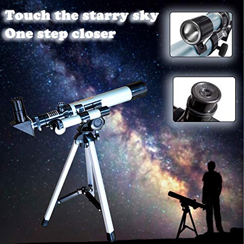 YSBZChu Telescope for Kids & Astronomy Beginners - 40mm Diameter 20X Magnification Telescope Portable Travel Telescope with Tripod,Educational Telescopes Kids Toy (Silver)