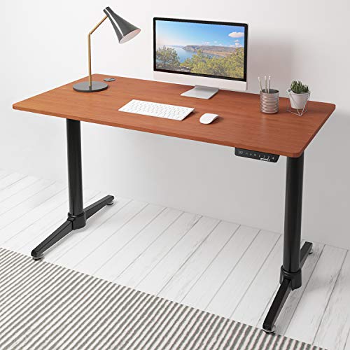 [New Generation] Eureka Ergonomic Electric Standing Desk, Adjustable Height Stand Up Desk Computer Desks Dual Motor Self-Locking Protection Suitable for Home Office (Cherry)