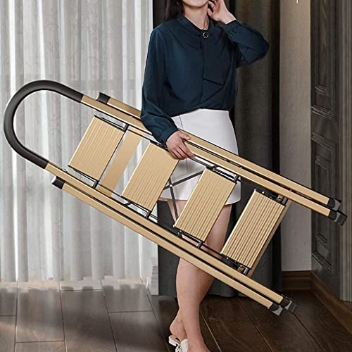 LUCEAE Folding 3 Step Alumiman Ladder - Multifunctional Adult Home Use