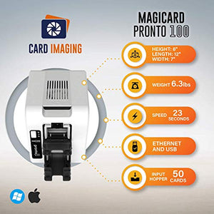 Magicard Pronto100 Single Side ID Card Printer & Supplies Package Badge Maker Machine (3100-0001) (Standard Package w/Web Camera)
