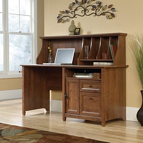 Sauder 419401 Edge Water Computer Desk With Hutch, L: 59.06" x W: 23.31" x H: 46.42", Auburn Cherry finish