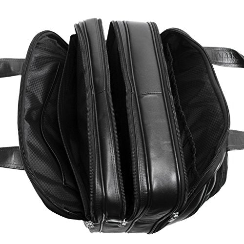 McKleinUSA R Series, Chicago, Top Grain Cowhide Leather, 17" Leather Patented Detachable -Wheeled Laptop Overnight with Removable Briefcase, Black (83585), One Size