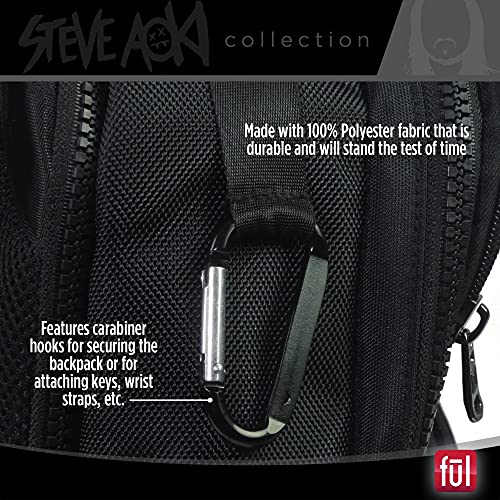 FUL Steve Aoki 19 Inch Laptop Backpack, Padded Computer Bag for Commute or Travel, Black, One Size