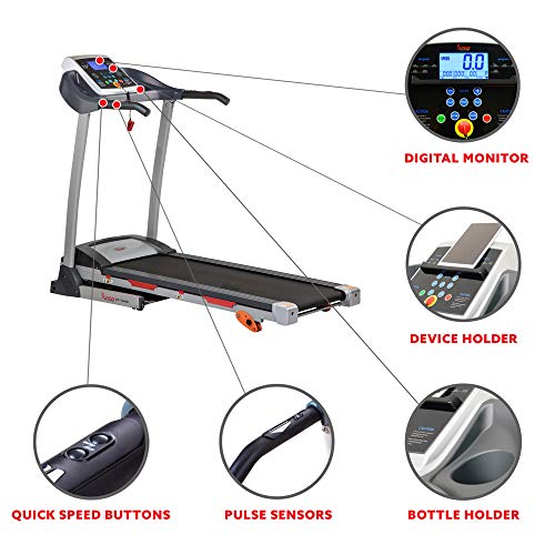 Sunny Health & Fitness Treadmill, Gray (SF-T4400) , 62 2 L x 26 8 W x 47 3 H