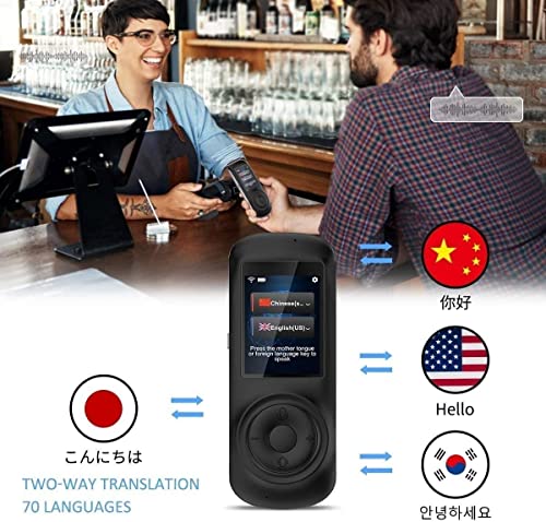 Language Translator Device Portable 70 Languages Two Way Instant Voice Translator Smart Real-Time WiFi/Hotspot (White)