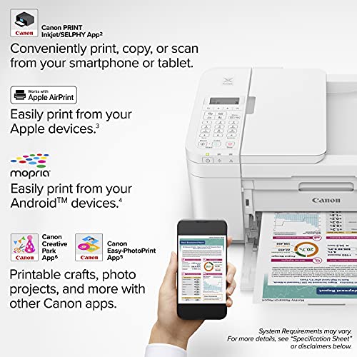 Canon PIXMA TR4720 All-in-One Wireless Printer for Home use, with Auto Document Feeder, Mobile Printing and Built-in Fax, White
