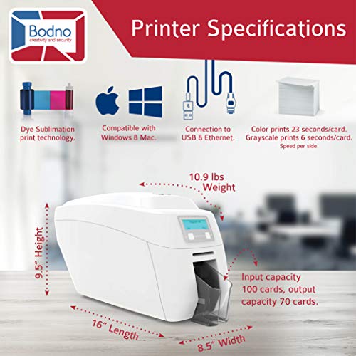 Magicard 300 Dual Sided ID Card Printer & Complete Supplies Package with Bodno ID Software - Bronze Edition