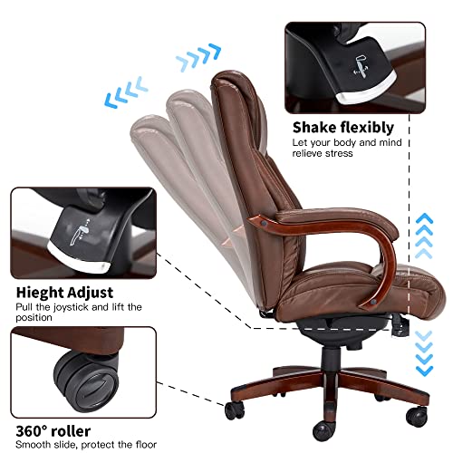 JOMEED CC82 Delano Big and Tall Executive Office Chair with Lumbar Support, Adjustable Height, Memory Foam - Brown Leather