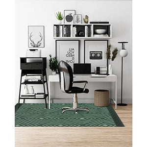 TRP Artisan Foldable Rectangular Office Chair Mat 96" x 120" | Pretty Print Jacquard Weave | Dark Green, Water & Stain Proof
