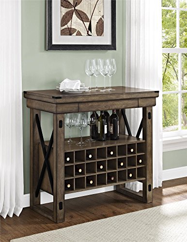 Altra Furniture Wildwood Wood Veneer Bar Cabinet, Rustic Gray