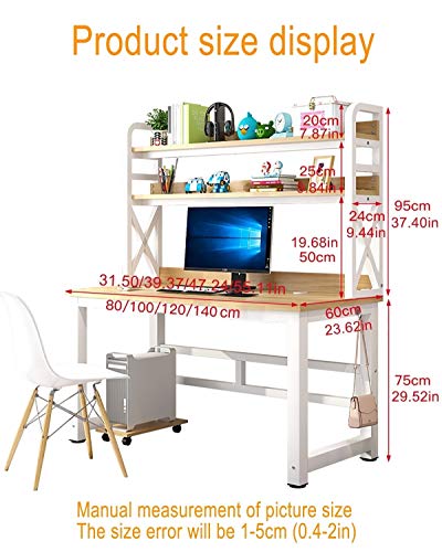 XLO Large Office Computer Desk, Home Office Gaming Table Workstation with Storage Bookshelf, Modern Simple PC Study Table, Executive Workstation Desk Easy to Assemble