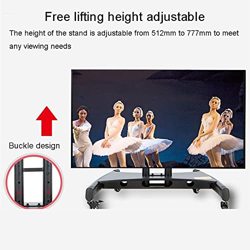 Mobile TV Cart Rolling Floor Stand, 0-90° Angle Adjustment, Fits 32-75 Inch TVs, Height Adjustable