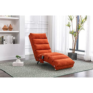 None Poly Fabric Ergonomic Backrest Lounges with Side Pocket Orange Plaid