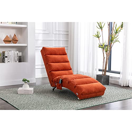 Poly Fabric Ergonomic Backrest Lounges with Side Pocket Orange Plaid