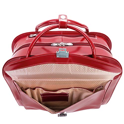 McKlein, L Series, Granville, Top Grain Cowhide Leather, 15" Leather Wheeled Ladies' Laptop Briefcase, Red (96146A)