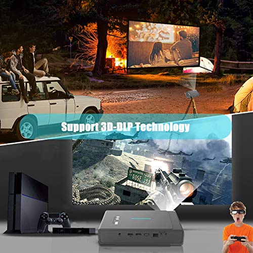 TOUMEI Video Projector, 3D DLP 1080P HD, 3800 Lumens, Wireless Screen Share for iOS iPhone iPad Android Bluetooth 4.0 Keystone Correction, HDMI/TF/USB, No Built-in battrery, with Free 3D Glasses