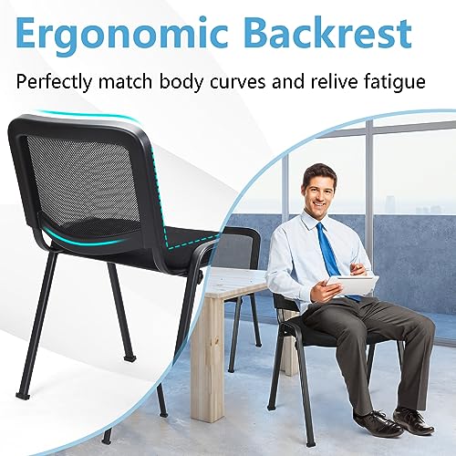 Tangkula Set of 10 Stackable Conference Chairs with Upholstered Seat and Mesh Backrest