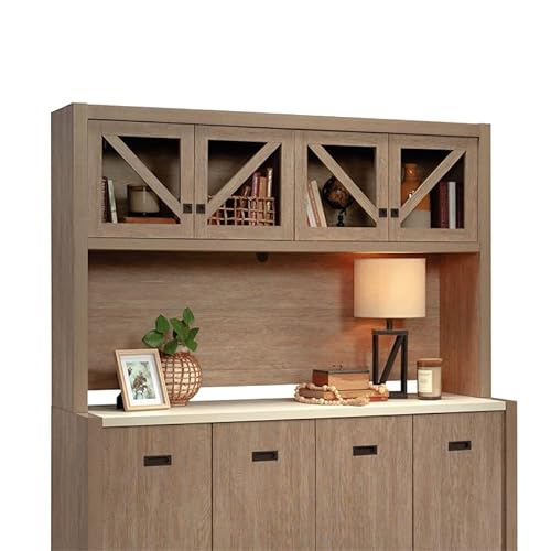 Pemberly Row Large Hutch in Brushed Oak Finish