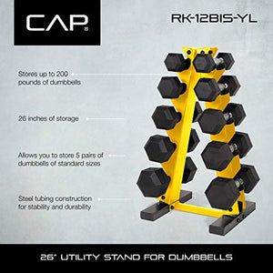 CAP Barbell 150-Pound Dumbbell Set with Vertical Rack, Yellow