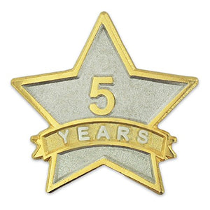 PinMart 5 Year Service Award Star Corporate Recognition Dual Plated Lapel Pin