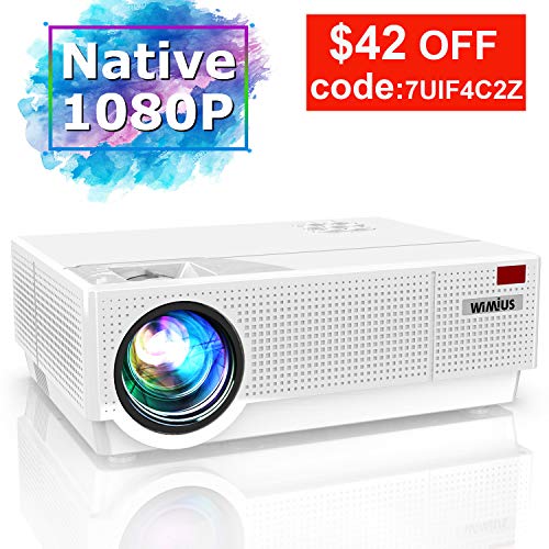 Projector, WiMiUS Newest P28 7000 Lumens LED Projector Native 1920x1080 Video Projector Support 4K Dolby 300’’ Screen 4D ±50°Keystone Correction for Home Theater and PPT Presentation