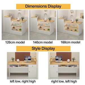 LLINVX Reception Counter Desk with Display Shelf & Drawers