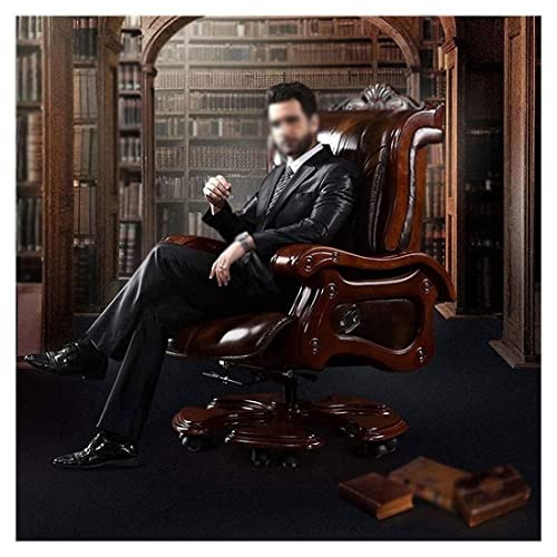 BKWJ Ergonomic Gaming Boss Chair with Footstool, Cowhide Reclining