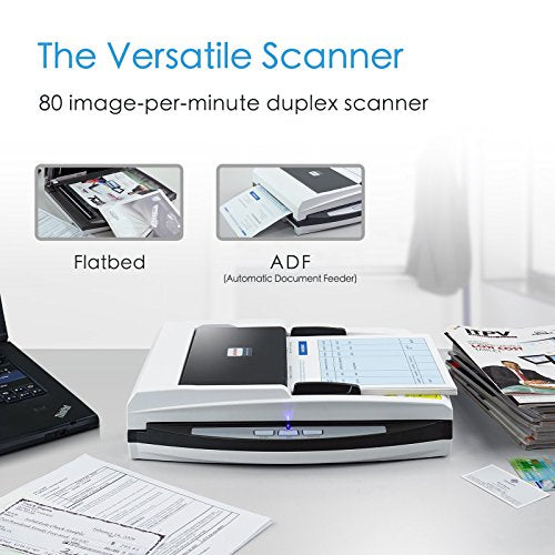 Plustek PL4080 - High Speed Versatile Scanner, Flatbed + ADF All in one. with 50 Sheet Document Feeder and A4 Size Flatbed scan Special Design Suit for Multi Folded documents.