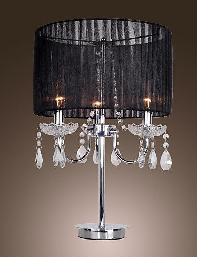 SSBY MAISHANG Comtemporary Crystal 3 - Light Table Light with Farbric Shade Candle Featured , 110-120v