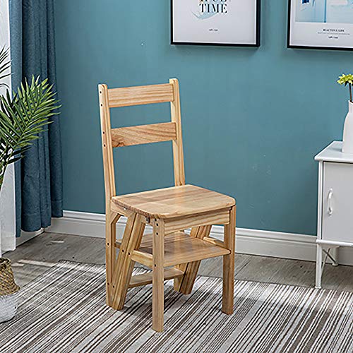 QDY Portable 4 Step Folding Step Stool Ladder Shelf Wood Color 40X40X89CM