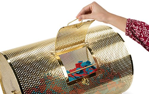 Brass Raffle Drum with Wooden Turning Handle for Tabletop Use