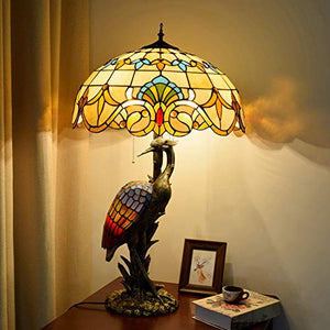 Xiaohu Rustic Tiffany Style Table Lamp 18" Yellow Baroque Desk Lamp