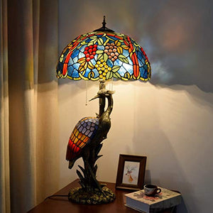 Xihe Tiffany Antique Table Lamp 20" Female Bird Desk Lamp